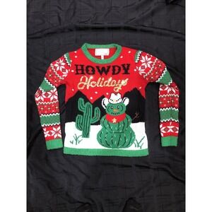 With Love Derek Christmas Sweater - HOWDY HOLIDAYS - Size M- Preowned
